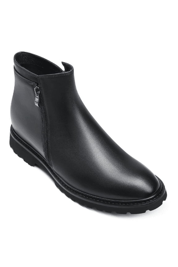 CMR CHAMARIPA Elevator Boots For Men - Mens Boots That Make You Look Taller - Black Side Zipper Boots 8 CM / 3.15 Inches