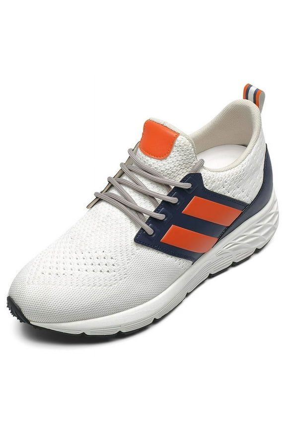CMR CHAMARIPA Elevator Shoes For Men - Causal High Heeled Sneakers White Breathable Knit 3.15 Inches / 8 CM