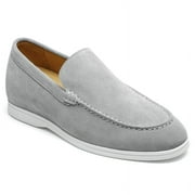 CMR CHAMARIPA Elevator Shoes For Men - Gray Suede Apron Toe Loafer Shoes That Make You Taller 5 CM / 1.95 Inches
