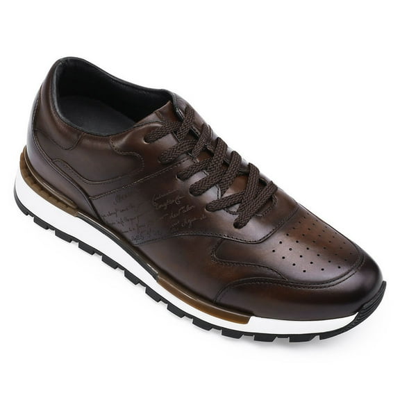 CMR CHAMARIPA - Elevator Shoes For Men - Height Increasing Shoes - Brown Leather Casual Tall Men Shoes - 7CM/2.76 Inches Taller