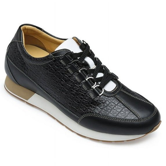 CMR CHAMARIPA Elevator Shoes For Men - Mens Sneakers That Make You Taller - Black Leather Sneakers 7 CM / 2.76 Inches
