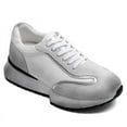thumbnail image 1 of CMR CHAMARIPA Elevator Shoes For Men - Off-White Leather Distressed Sneakers 8CM / 3.15 Inches, 1 of 9