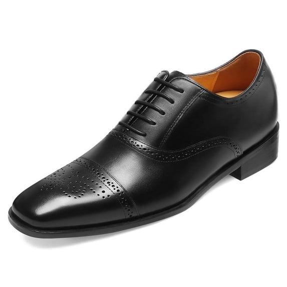 CMR CHAMARIPA Elevator Shoes for Men Shoes to Add Height Black Calfskin Leather Dress Wedding Shoes 7CM /2.76 Inches