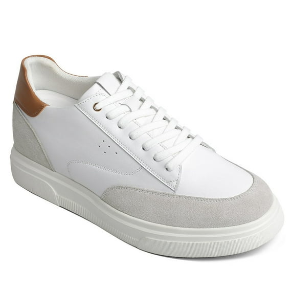 CMR CHAMARIPA Elevator Shoes For Men - White Leather Casual Taller Shoes 8CM / 3.15 Inches
