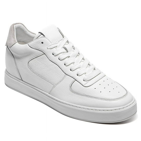 CMR CHAMARIPA Elevator Shoes For Men - White Leather Hidden High Heel Shoes 6CM / 2.36 Inches