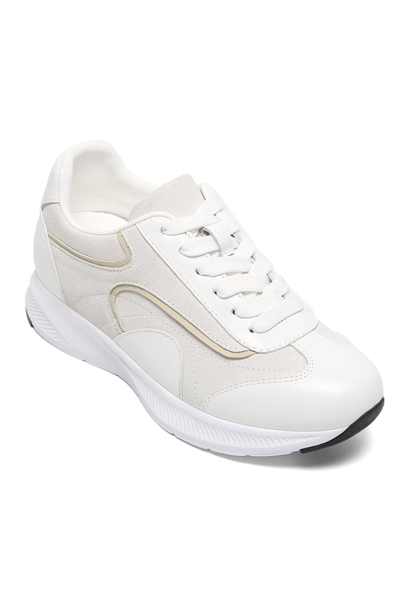 CMR CHAMARIPA Elevator Shoes For Women | Beige Suede Lightweight Casual Shoes 6CM / 2.36 Inches