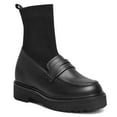 thumbnail image 1 of CMR CHAMARIPA Elevator Shoes For Women - Black Calfskin Sock Loafer Boots 3.15 Inches / 8CM, 1 of 8