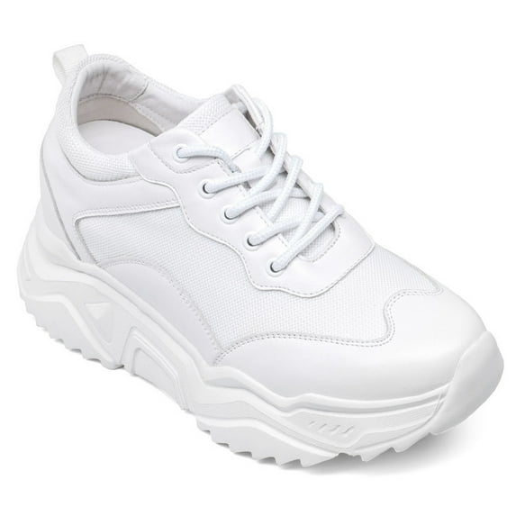 CMR CHAMARIPA Elevator Shoes For Women - Height Increasing Shoes For Ladies - White Wedge Sneakers 8cm / 3.15 Inches
