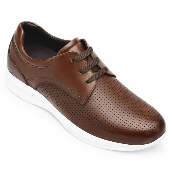 CMR CHAMARIPA Elevator Shoes - Height Increasing Shoes For Men - Brown Leather Casual Sneaker Shoes 7CM / 2.76 Inches Taller