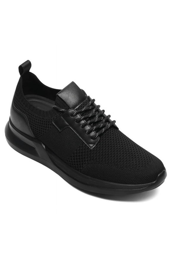 CMR CHAMARIPA Elevator Sneakers For Men - Black Knit Fabric Height Increasing Sports Shoes 7CM / 2.76 Inches