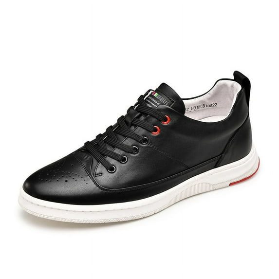 CMR CHAMARIPA Elevator Sneakers For Men - Black Leather Hidden Heel Sneakers - Height Increasing Sneakers For Men 6CM / 2.36 Inches