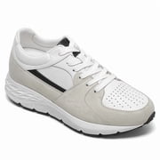 CMR CHAMARIPA Elevator Sneakers For Men - Off-White Leather & Suede Raised Heel Shoes 8CM / 3.15 Inches