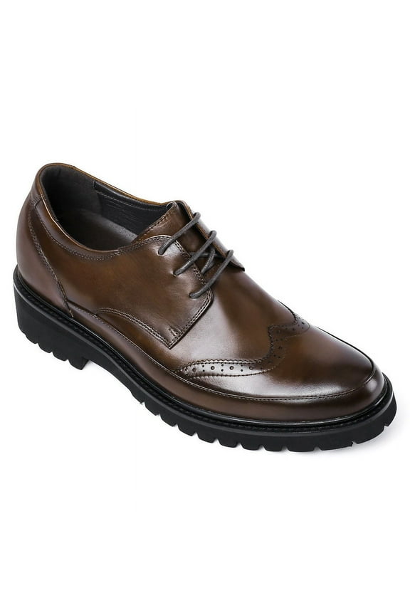 CMR CHAMARIPA Formal Height Increasing Shoes For Men Brown Brogue Shoes To Get Taller 7 CM / 2.76 Inches