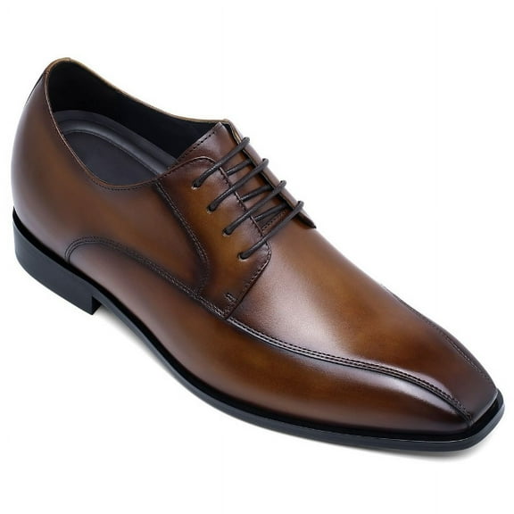 CMR CHAMARIPA Height Enhancing Shoes - Hidden Height Increasing Shoes - Brown Derby Shoes For Men 7cm / 2.76 Inches