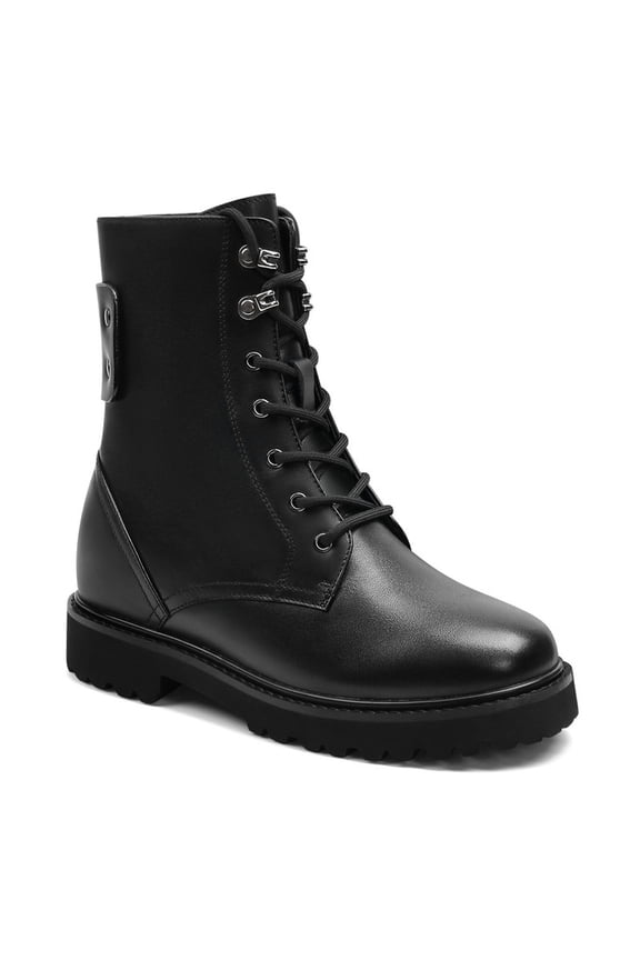 CMR CHAMARIPA Height Increasing Boots For Women - Black Leather Elevator Shoes 8CM | 3.15 Inches