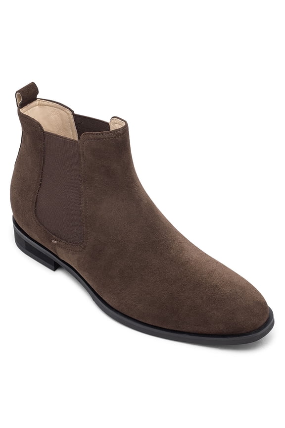 CMR CHAMARIPA Height Increasing Boots - Mens Elevator Boots - Coffee Suede Leather Men's Elevator Chelsea Boots 7 CM / 2.76 Inches