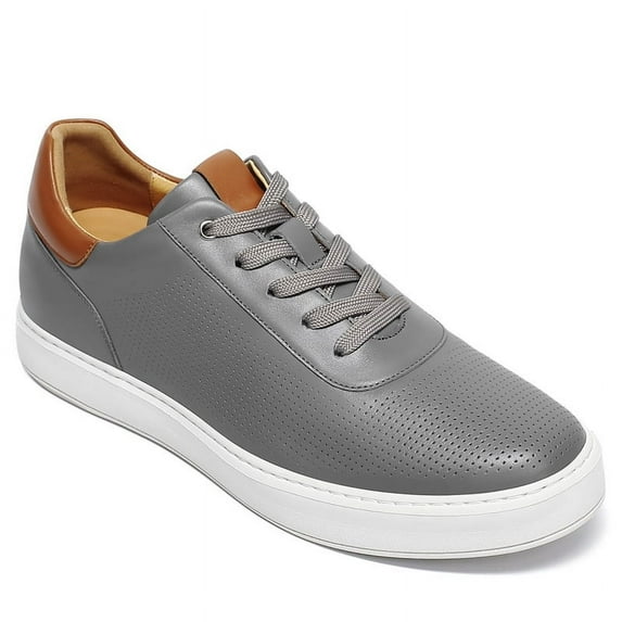 CMR CHAMARIPA Height Increasing Casual Shoes - Gray Leather Men's Shoes That Make You Taller 6CM / 2.36 Inches