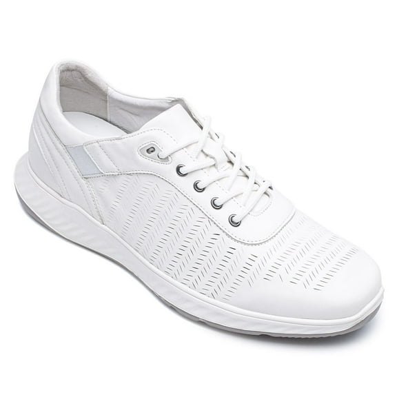 CMR CHAMARIPA Height Increasing Casual Shoes - Mens Sneakers That Make You Taller - White Leather Elevator Sports Shoes 6 CM / 2.36 Inches