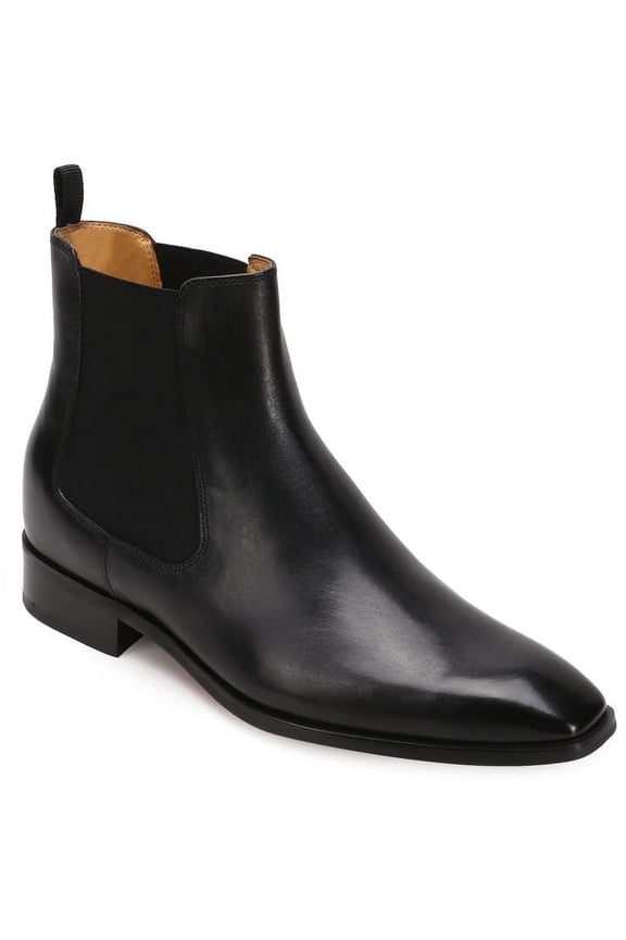 CMR CHAMARIPA Height Increasing Chelsea Boots Black Leather Tall Men Shoes High Heel Boots For Men 7CM / 2.76 Inches
