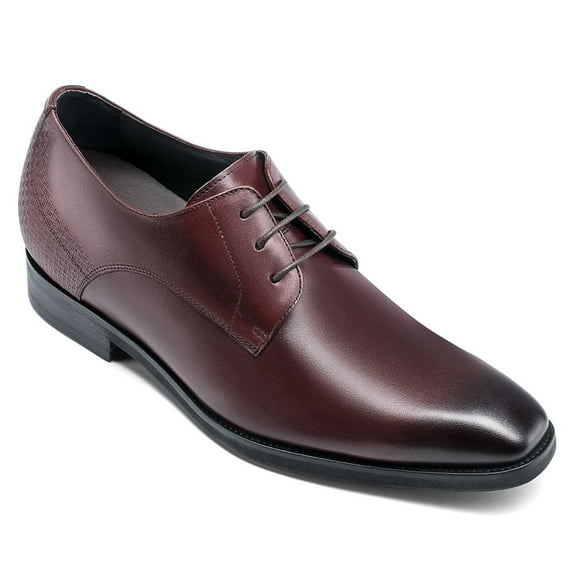 CMR CHAMARIPA Height Increasing Dress Shoes - Hidden High Heel Shoes - Brown Leather Men's Derbys 7 CM / 2.76 Inches