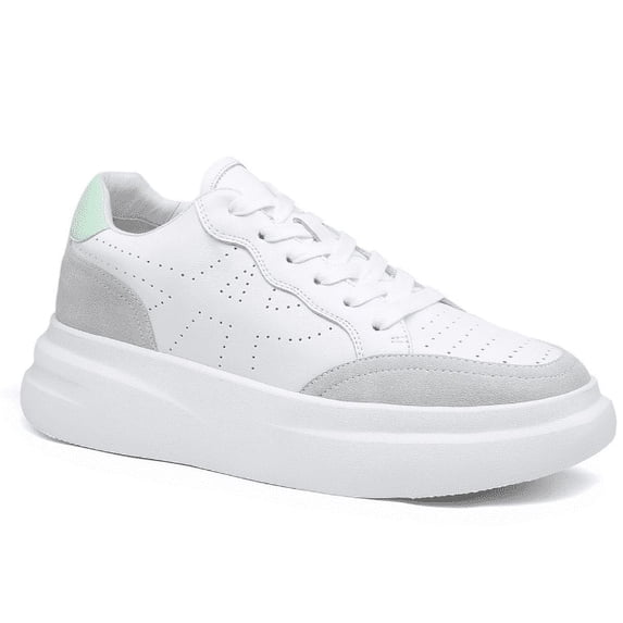 CMR CHAMARIPA Height Increasing Shoes For Ladies - High Heels Wedge Sneakers - White Leather Elevator Shoes For Women 7 CM / 2.76 Inches