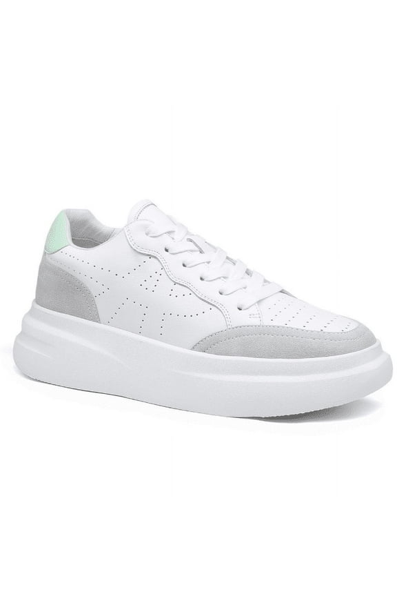 CMR CHAMARIPA Height Increasing Shoes For Ladies - High Heels Wedge Sneakers - White Leather Elevator Shoes For Women 7 CM / 2.76 Inches