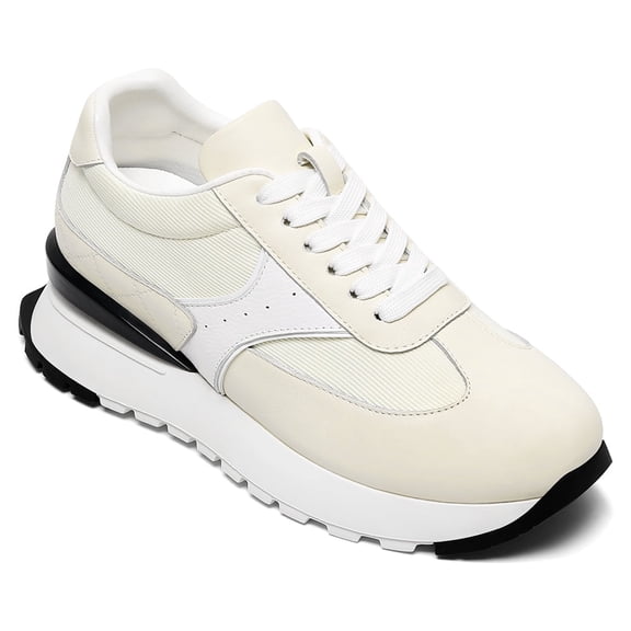 CMR CHAMARIPA Height Increasing Shoes For Ladies | Off-White Leather Casual Shoes 8CM / 3.15 Inches