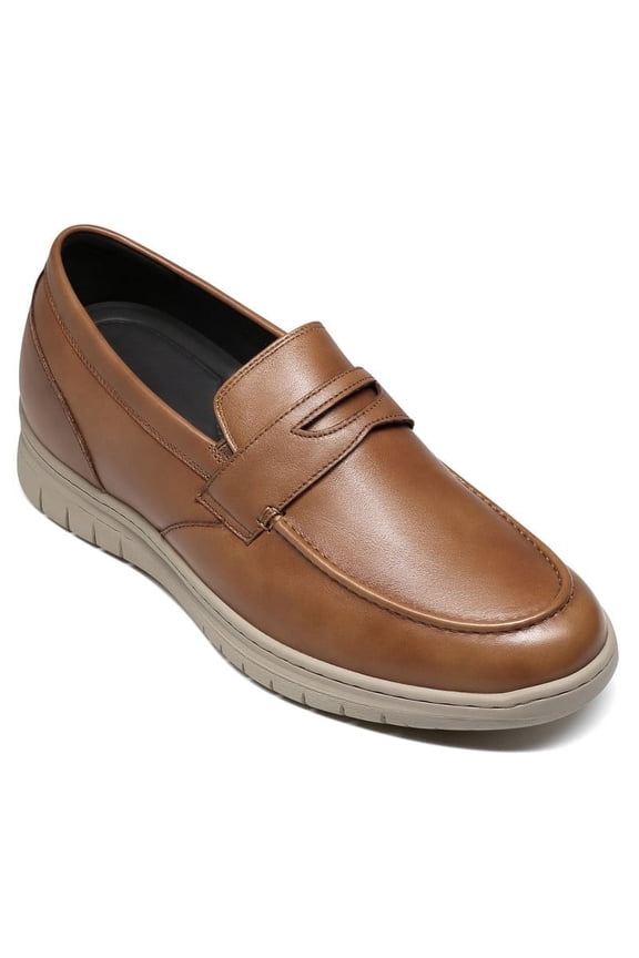 CMR CHAMARIPA Height Increasing Shoes For Men - Brown Cowhide Leather Casual Elevator Shoes 6CM / 2.36 Inches