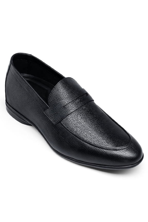 CMR CHAMARIPA Height Increasing Shoes For Men - Hidden Heel Loafer Shoes - Black Leather Men Taller Shoes 5 CM / 1.95 Inches