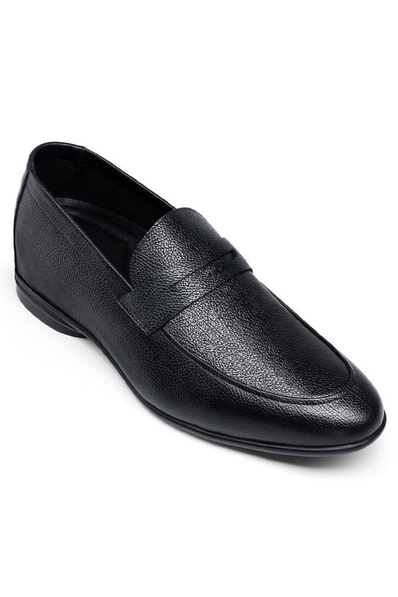 CMR CHAMARIPA Height Increasing Shoes For Men - Hidden Heel Loafer Shoes - Black Leather Men Taller Shoes 5 CM / 1.95 Inches
