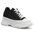thumbnail image 1 of CMR CHAMARIPA Height Increasing Shoes For Women - Black Canvas Casual Shoes 8CM / 3.15 Inches, 1 of 9