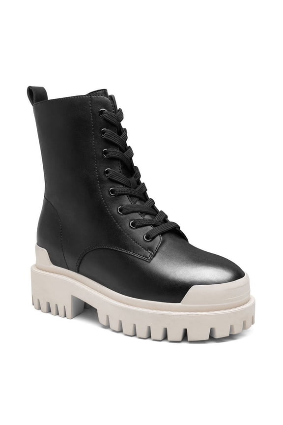 CMR CHAMARIPA Height Increasing Shoes For Women - Black Leather Elevator Boots 3.15 Inches / 8 CM