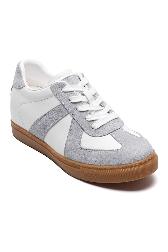 CMR CHAMARIPA Height Increasing Shoes For Women | Grey Suede Casual Elevator Shoes 7CM / 2.76 Inches