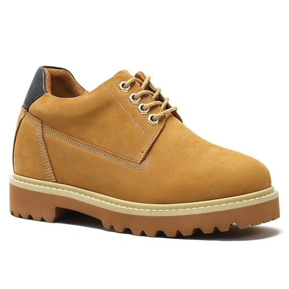 CMR CHAMARIPA Height Increasing Shoes For Women - Yellow Nubuck Casual Shoes 8CM / 3.15 Inches