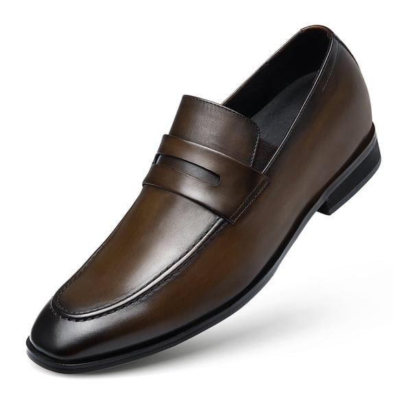 CMR CHAMARIPA Height Increasing Shoes - Formal Tall Men Shoes - Black Slip On Penny Loafers 7 CM / 2.76 Inches