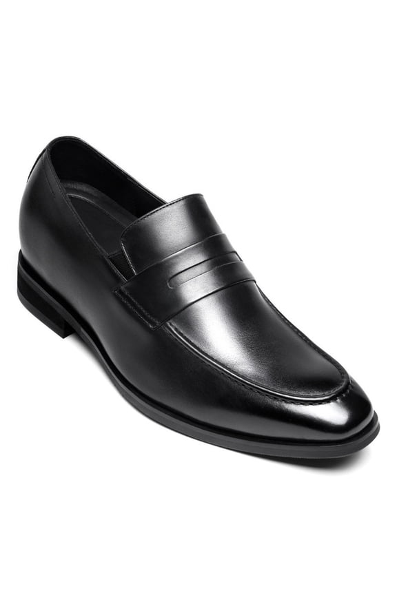 CMR CHAMARIPA Height Increasing Shoes - Formal Tall Men Shoes - Black Slip On Penny Loafers 7 CM / 2.76 Inches
