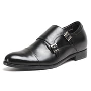 CMR CHAMARIPA Height Increasing Shoes Men's Cap-Toe Monk Strap Loafer Elevator Dress Shoes 7 CM/ 2.76 Inches