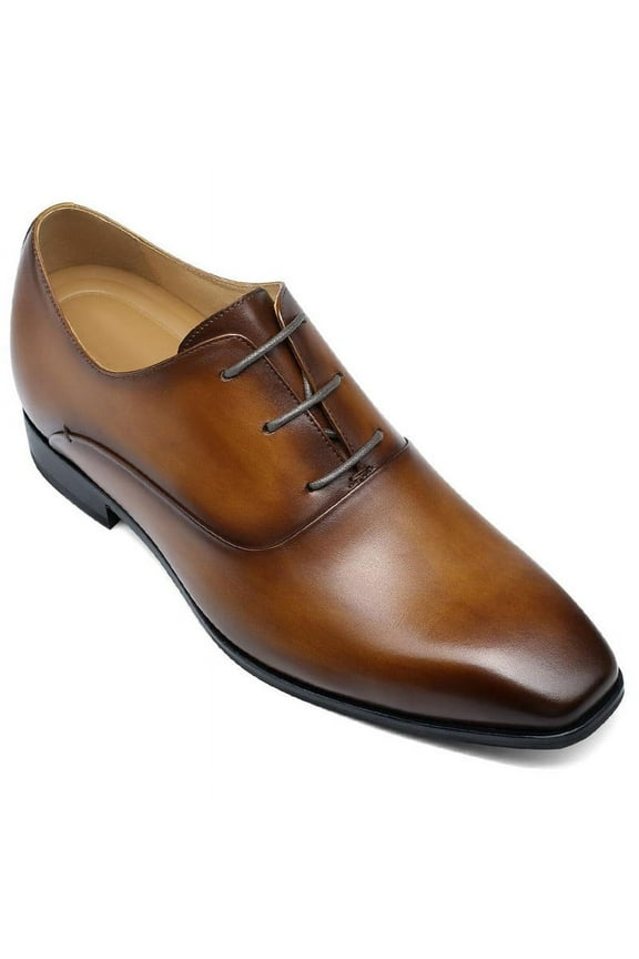 CMR CHAMARIPA Height Increasing Shoes - Mens Elevator Dress Shoes - Brown Oxfords Shoes 7 CM / 2.76 Inches