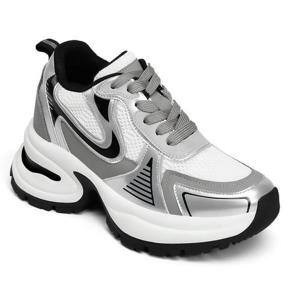 CMR CHAMARIPA Height Increasing Shoes - Silver Chunky Sneakers For Women 10CM | 3.94 Inches
