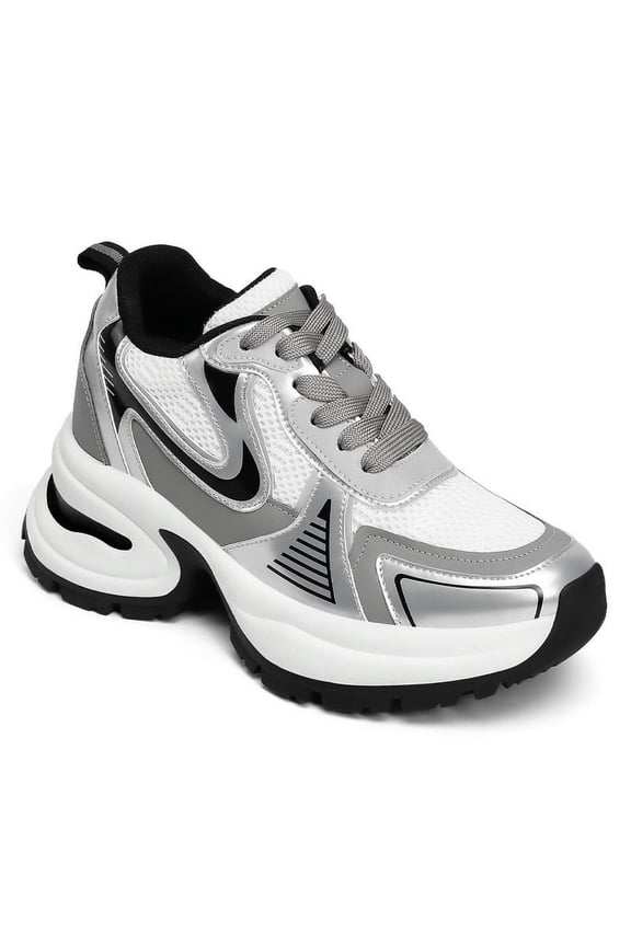 CMR CHAMARIPA Height Increasing Shoes - Silver Chunky Sneakers For Women 10CM | 3.94 Inches