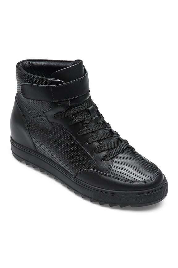 CMR CHAMARIPA Height Increasing Sneakers - Men's Leather High Top Sneakers - Black - 7 CM / 2.76 Inches Taller