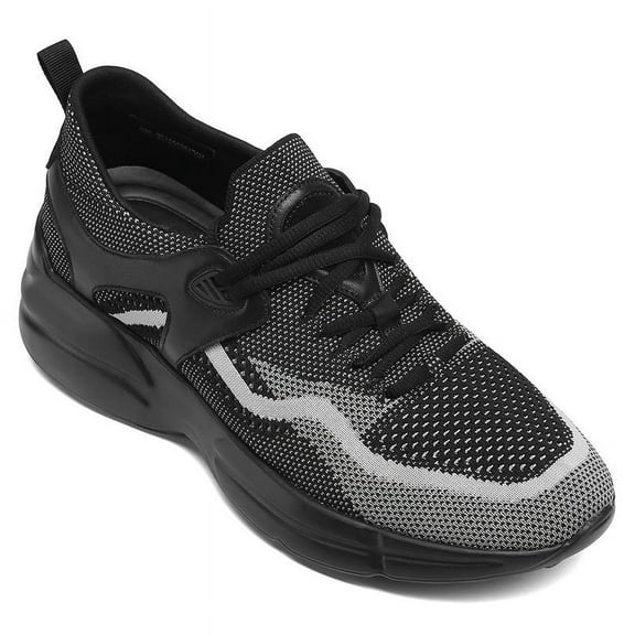 CMR CHAMARIPA Height Increasing Sneakers That Make You Taller - Black Lace-Up Knit Sneakers 7CM / 2.76 Inches