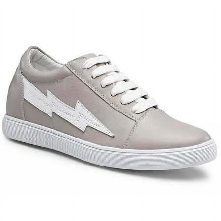 CMR CHAMARIPA Height Increasing Sports Shoes - Elevator Shoes Sneakers Women's - Gray Leather Sneakers 6 CM / 2.36 Inches