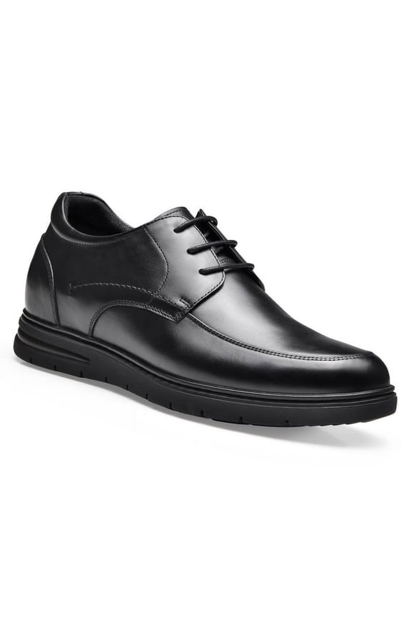 CMR CHAMARIPA Hidden High Heel Shoes For Men Black Leather Business Casual Elevator Shoes Lace Up Men Taller Shoes 7CM/2.76 Inches