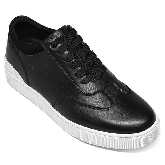 CMR CHAMARIPA Men's Casual Black Leather Elevator Shoes Sneakers 1.95 Inches / 5cm