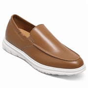 CMR CHAMARIPA Mens Casual Height Increasing Shoes - Brown Leather Elevator Loafers 5CM / 1.95 Inches
