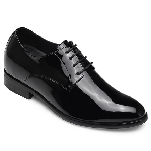 CMR CHAMARIPA Men's Derby Elevator Shoes Black Patent Leather High Heel Men Dress Shoes 8CM / 3.15 Inches