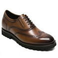 thumbnail image 1 of CMR CHAMARIPA Men's Elevator Dress Shoes - Brown Leather Brogue Oxford Shoes 8CM / 3.15 Inches, 1 of 9