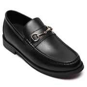 CMR CHAMARIPA Mens Elevator Loafers - Black Leather Height Increasing Loafer Shoes 5CM / 1.95 Inches