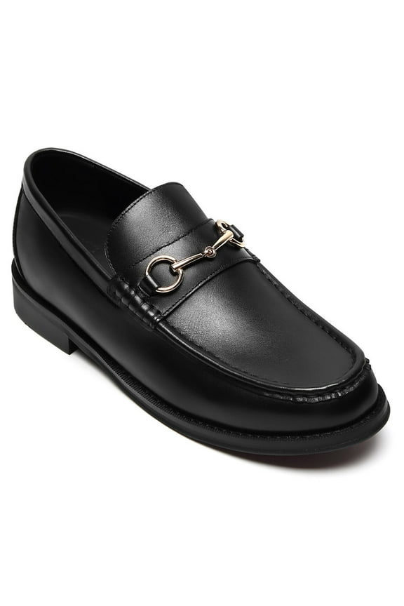 CMR CHAMARIPA Men's Elevator Loafers - Black Leather Height Increasing Loafer Shoes 5CM / 1.95 Inches